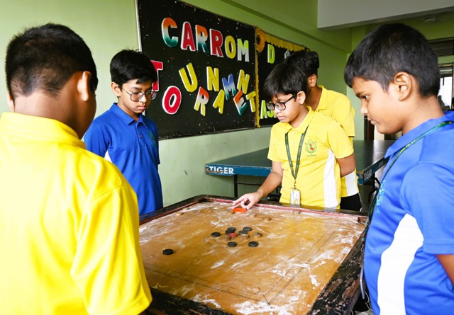 Inter-House Carrom Tournament 2025 (Classes VIII–X) – A Clash of Focus and Finesse!